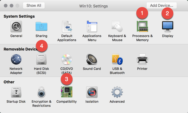 VMWare Fusion Settings